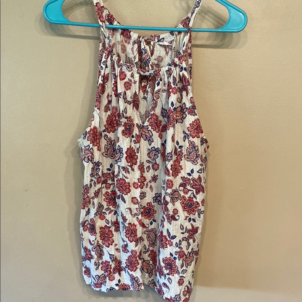 GAP Floral Tank Top - Red and Blue on White